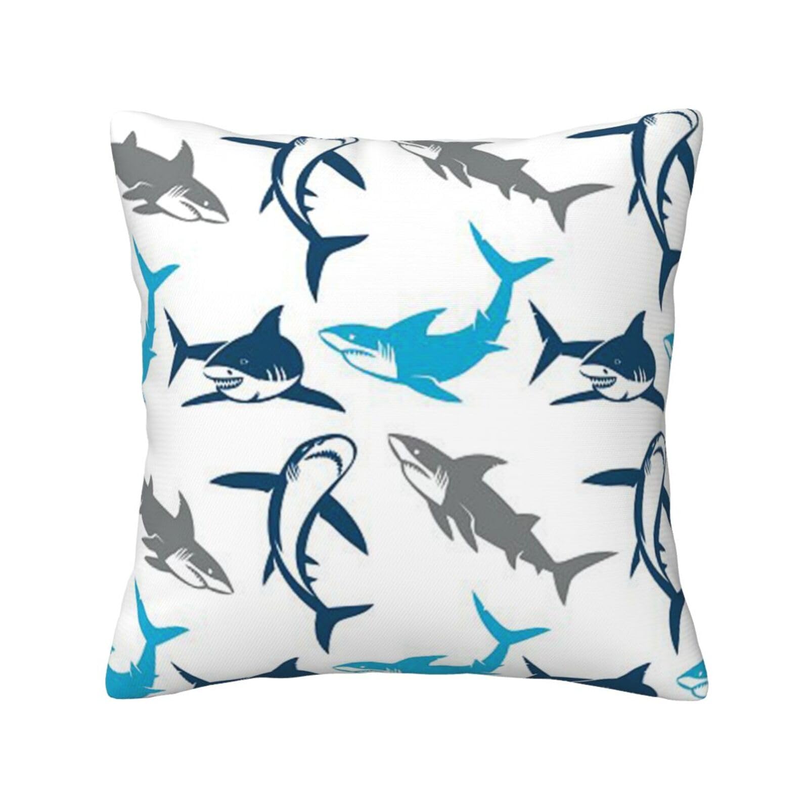 FFSHKOWE Sharks Decorative Throw Pillow Cover Double-Sided Printed Cushion Cover for Sofa Couch Bed Chair 40 x 40cm