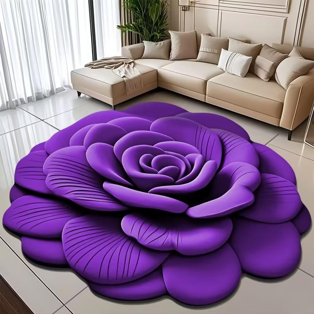 Tapis chambre enfant fille violet haut de gamme finition profilé