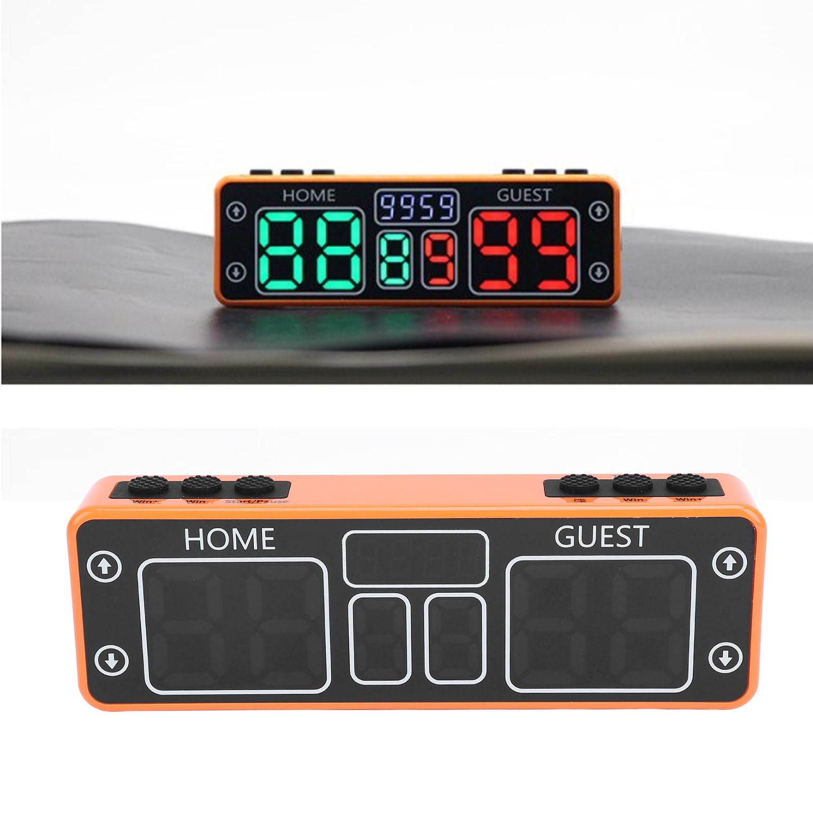FUZHUI Digital Scoreboard, LED Electronic Score Keeper with Countdown Timer, 2000mAh Battery Powered for Indoor Outdoor Basketball Games (Orange)