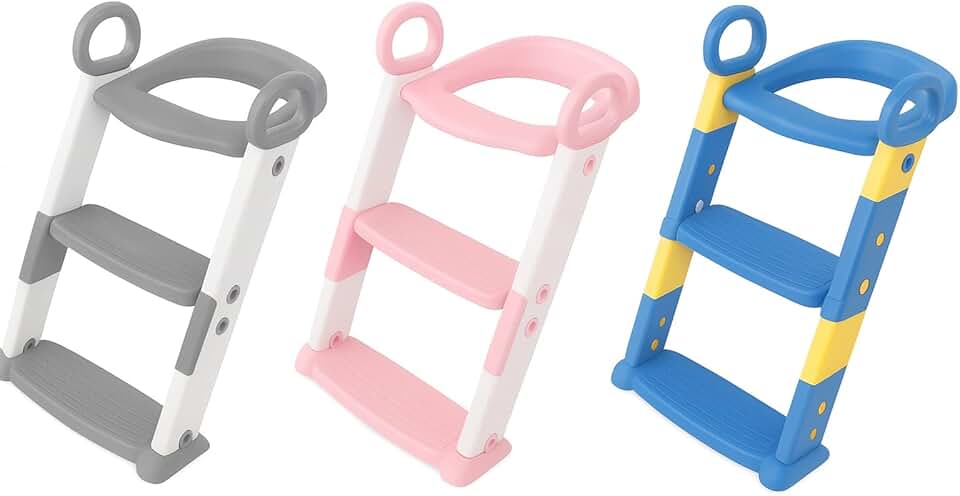 Assento Redutor Infantil Vaso Sanitário Privada Com Escada Trono Troninho Desfralde (Cinza)