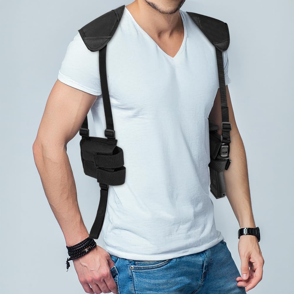 Flintronic Pistolera Hombro Oculta Correa Ajustable Bolsillos Revistas Funda Pistola Senderismo Acampada