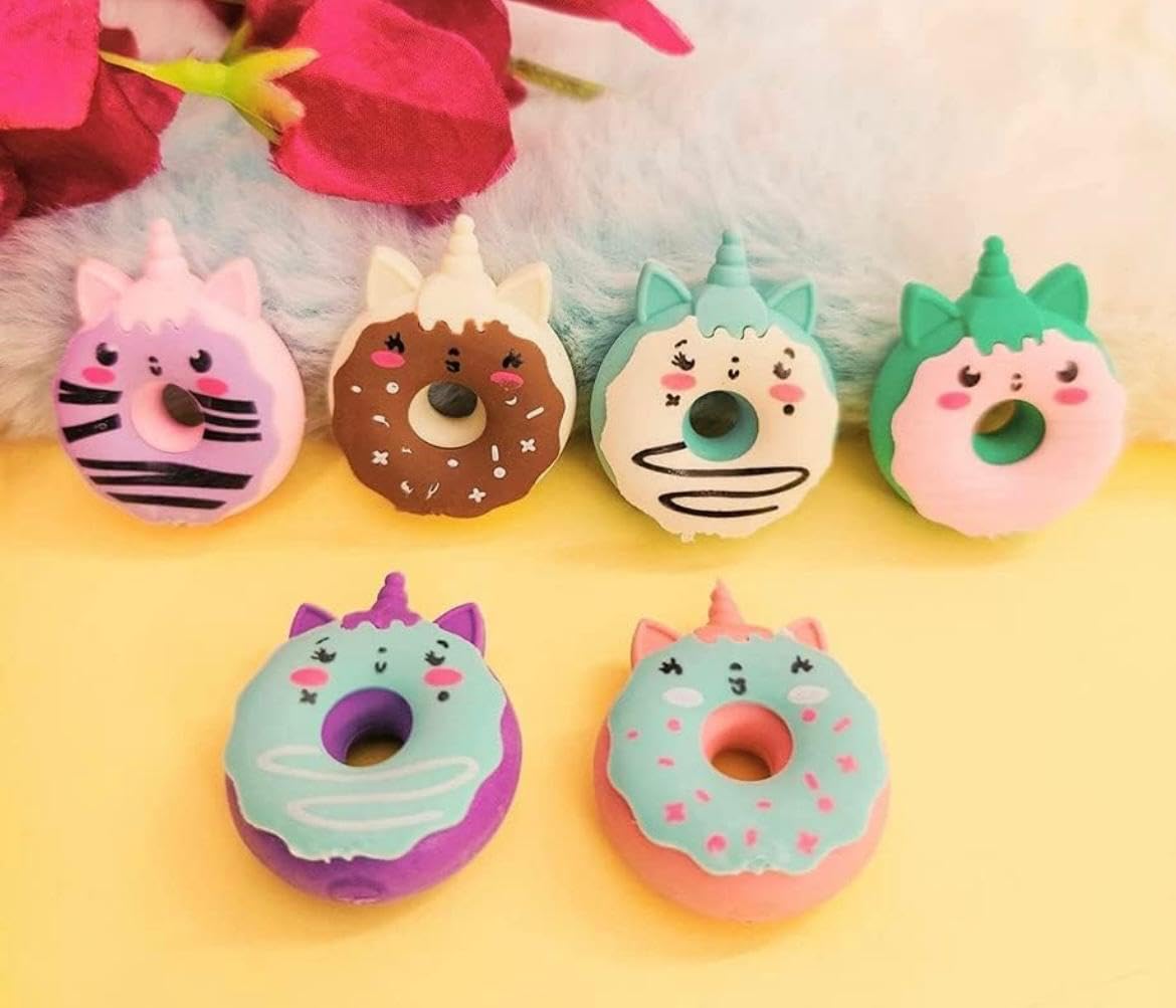 Donut Unicornn Eraser for Kids Best Return Gift Set for Student Girls Donut Pencil Removal Eraser Set School Stationery Dessert Designer Multicolor Eraser (5) (B0D8JVYYBB) Amazon Price History, Amazon Price Tracker