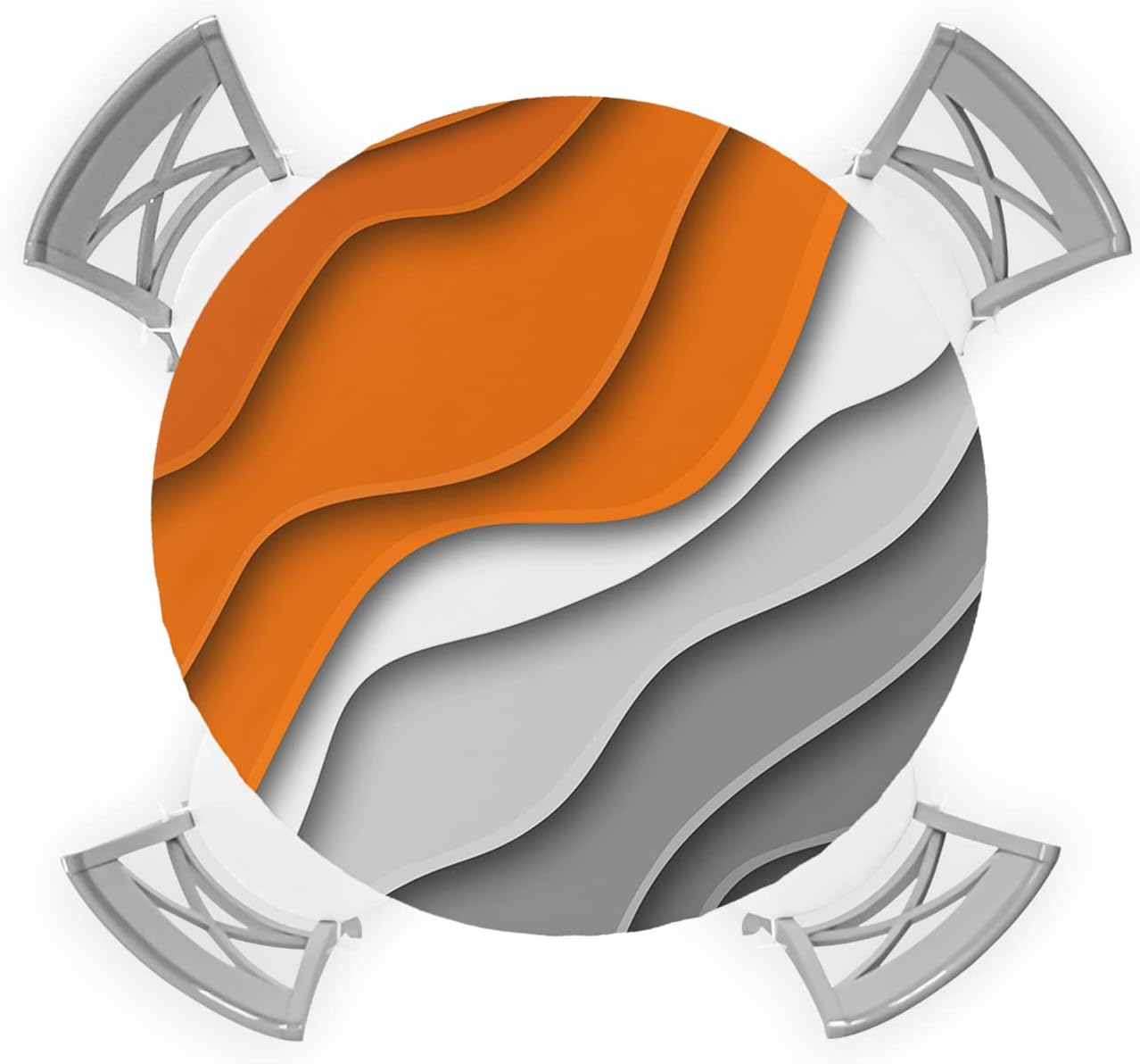 Geometric Ombre Round Fitted Table Cover,Waterproof Aesthetic Orange Grey Gradient Abstract Elastic Edged Tablecloth,Wipeable Oil Proof Modern Table Cloth for Kitchen Indoor Outdoor,Fits 45" to 54"