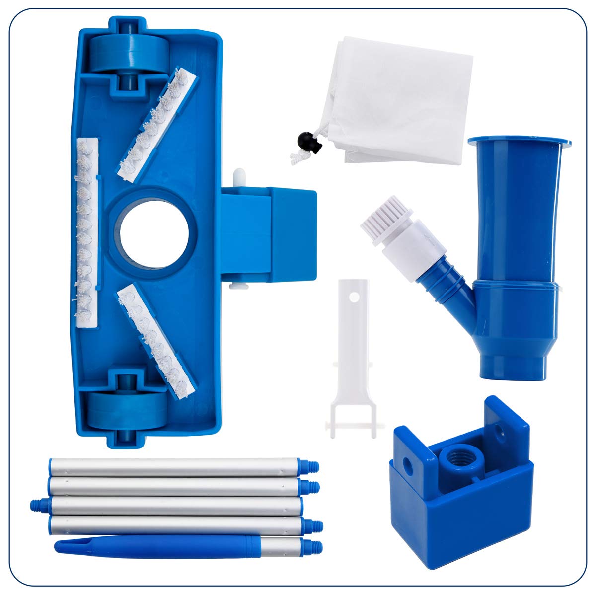 Deuba Kit de Limpieza para Piscina Aspiradora Recogehojas Red Cepillo Limpiafondos Mantenimiento