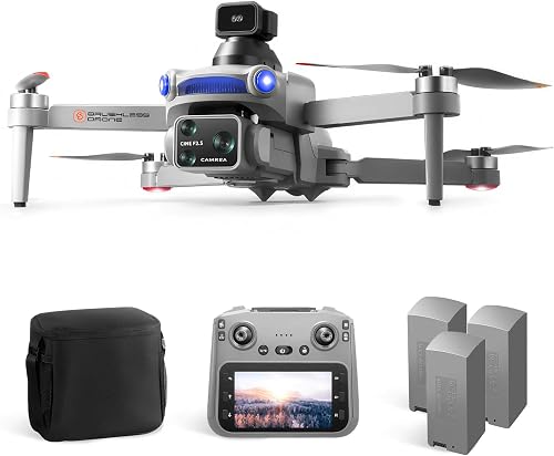 S119 4K Drone with Camera for Adults, GPS Auto Return, Obstacle Avoidance, Brushless Motor, 5G Screen Remote, 3 Batteries 75 Min Flight, Dual Camera 120° Wide-Angle, 2000M Range FPV Quadcopter (Gray)