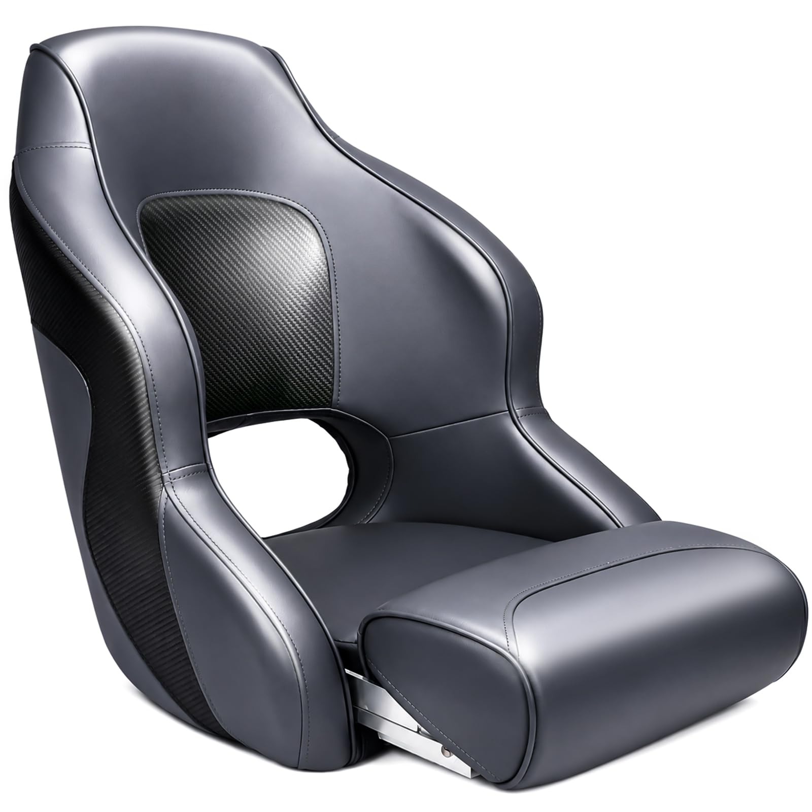 High Back Black Pontoon Captain Seat Premium Sports Flip Up Captains Chair