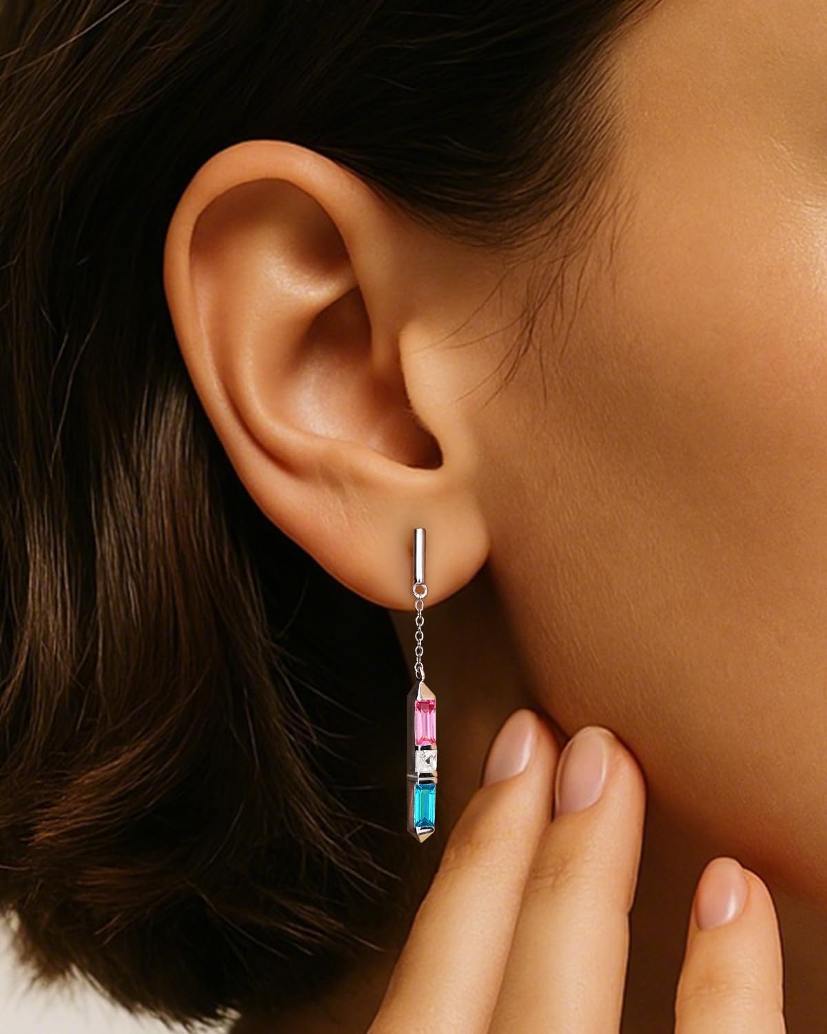 Cute Chain Earrings for Women & Teens, 14K Gold Plated Solid 925 Sterling Silver Hypoallergenic Tassel Drop Dangle Link Earrings Unique Christmas Birthday Gifts for Wife Mom Daughter Girlfriend Sister