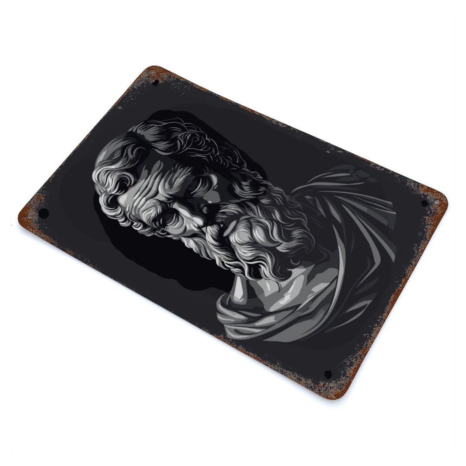 Garage Style Epicurus Philosopher Decorative Tin Sign 11.8"x7.9", Industrial Home Decor for Bar And Workshop