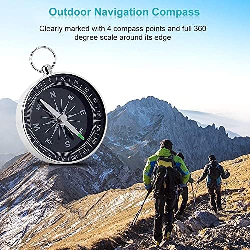 Simple Hiking Compass, Pocket Compass Navigation Walkers Camping Compass, Outdoor Sport Compass, Silver Portable Pocket Compass For Outdoor Camping Hiking Sports Navigation