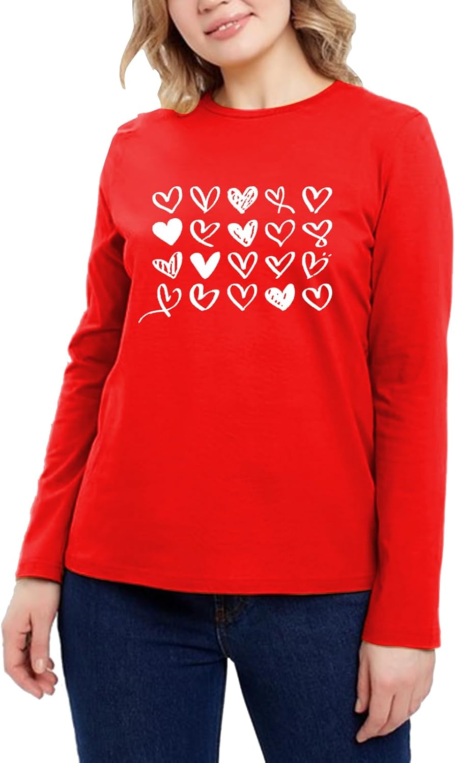 Valentines Shirts for Women：Heart Love Valentines Long Sleeve Shirts Funny Valentine's Day Tee Tops - Image 5