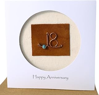 Camellia Bees 18th Wedding Anniversary Card For Her Him, Handmade Porcelain Anniversary Card for Couple, Wife, Husband (18th)