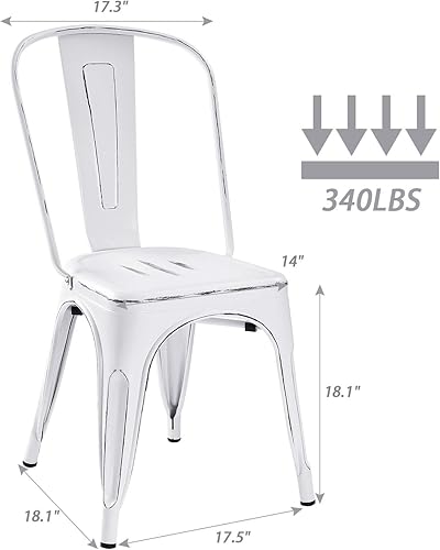 Vista 52 de Devoko - Sillas de metal para interiores y exteriores, estilo antiguo, sillas de comedor de cocina, sillas laterales apilables con respaldo, juego