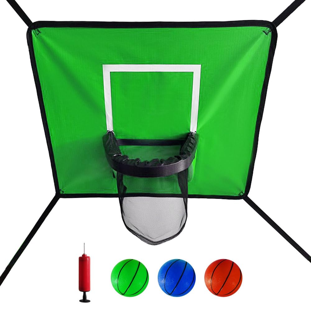 Trampoline Basketball Hoop, Stable Basketballs Goal Detachable Basketball Board with Pump & 3 Mini Balls for Indoor Outdoor