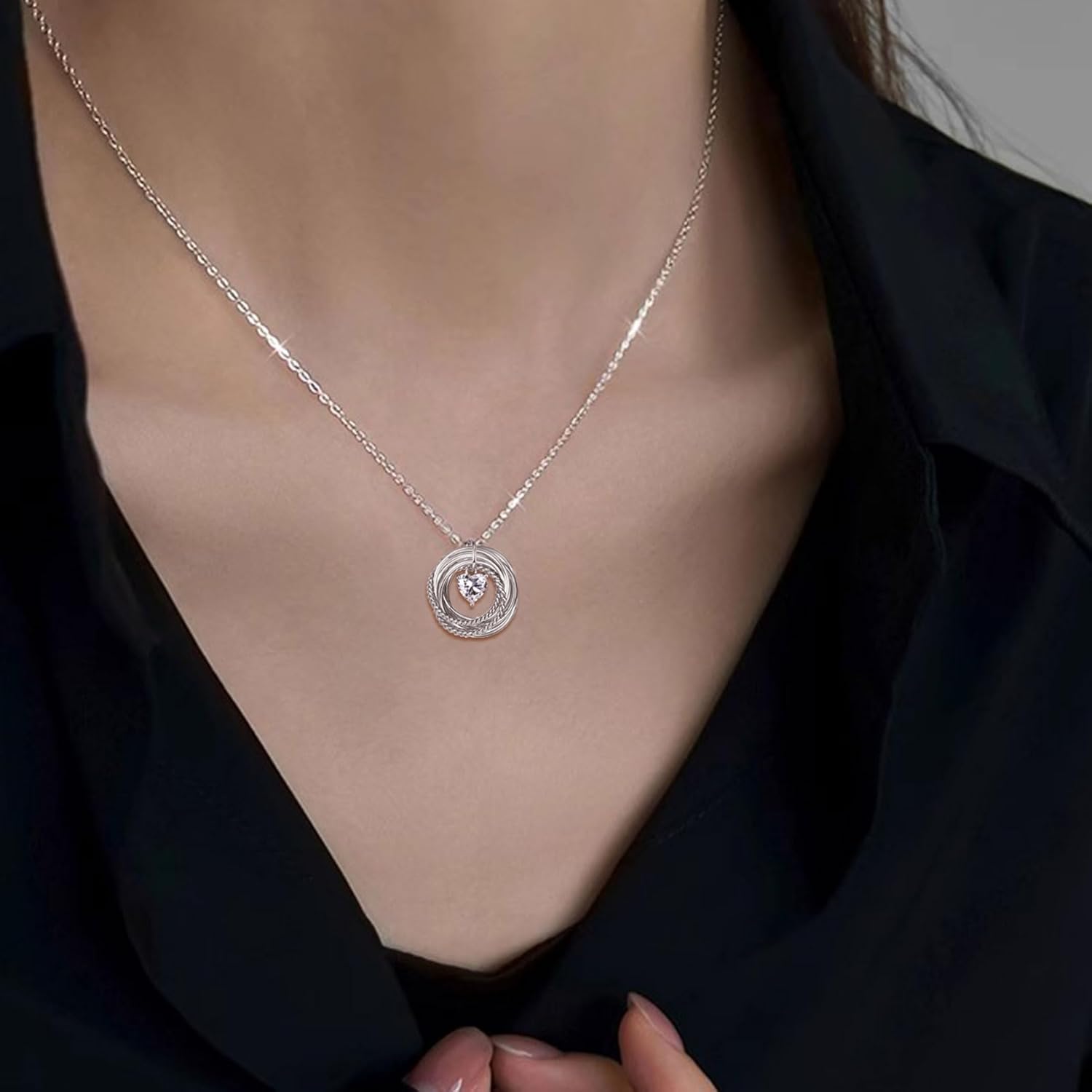 EPIRORA 30th 40th 50th 60th 70th 80th 90th 100th Birthday Gifts for Women, Heart Cubic Zirconia Pendant Circles Necklace for Her 30 40 50 60 70 80 90 100 Years Old Birthday Jewellery Gifts - Image 4