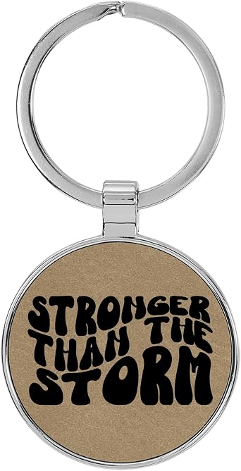 Stronger Than the Storm Laser Engraved Leatherette Keychain Backpack Pull - 1.5 x 3 Inches