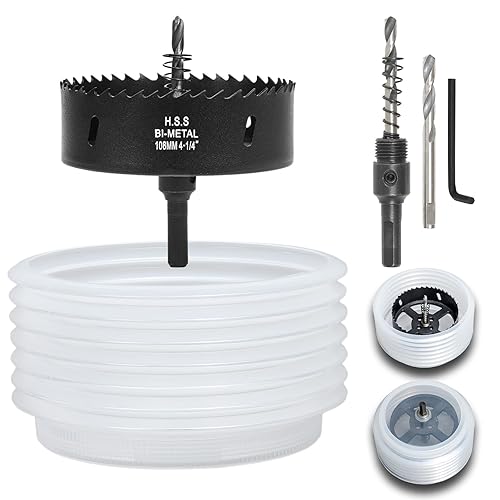 Vista 23 de Sierra de agujero de 6.25 pulgadas para luces empotradas y luces de lata, cortador de agujero de 6-1/4 pulgadas con recogedor de polvo para Naranja