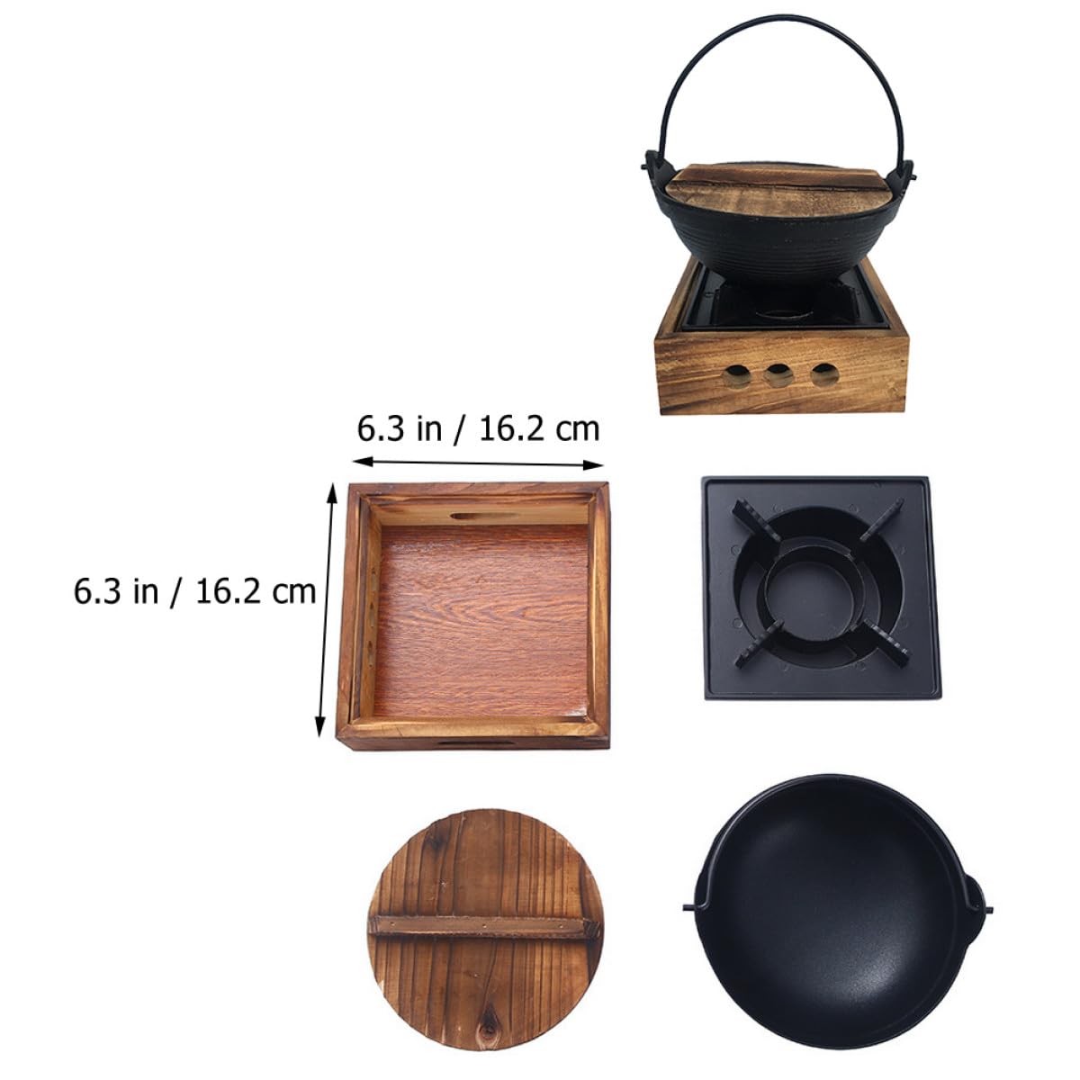 COLLBATH Olla Caliente Japonesa de Hierro Fundido para Sukiyaki Portátil con Aislamiento Térmico Adecuado para Cocinar al Aire Libre y Camping