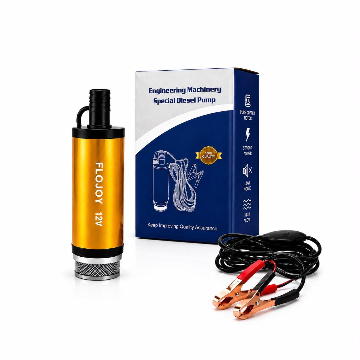 Asian Pumps & Machineries Stainless Steel 70W Diesel/Oil Water Transfer Dc 12v Submersible Multipurpose Pump with Filter dia 38mm Outlet 16mm Flow 30L/min for Cars, Camping Vans and Cans Refiling-image-12
