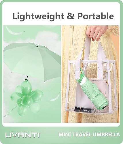 Miniatura 3 de UVANTI Paraguas pequeño pequeño con estuche, paraguas ligero plegable compacto de viaje, ligero paraguas portátil para mochila bolso - bolsillo para