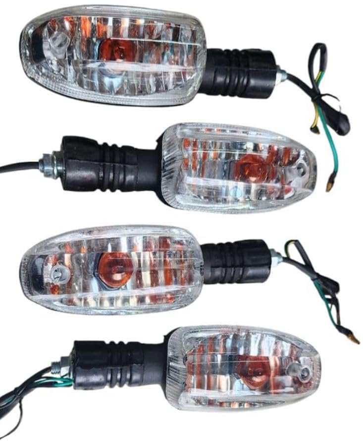 TA Premium Orginal Style Bike Turn Inidicators Clear Glass Amber Light Set Of 4 For Bajaj Pulsar 150 F-image-1