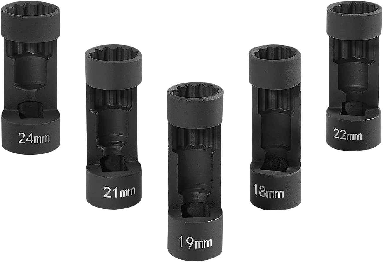 UTMALL 5 Pieces Strut Nut Socket 18mm 19mm 21mm 22mm 24mm