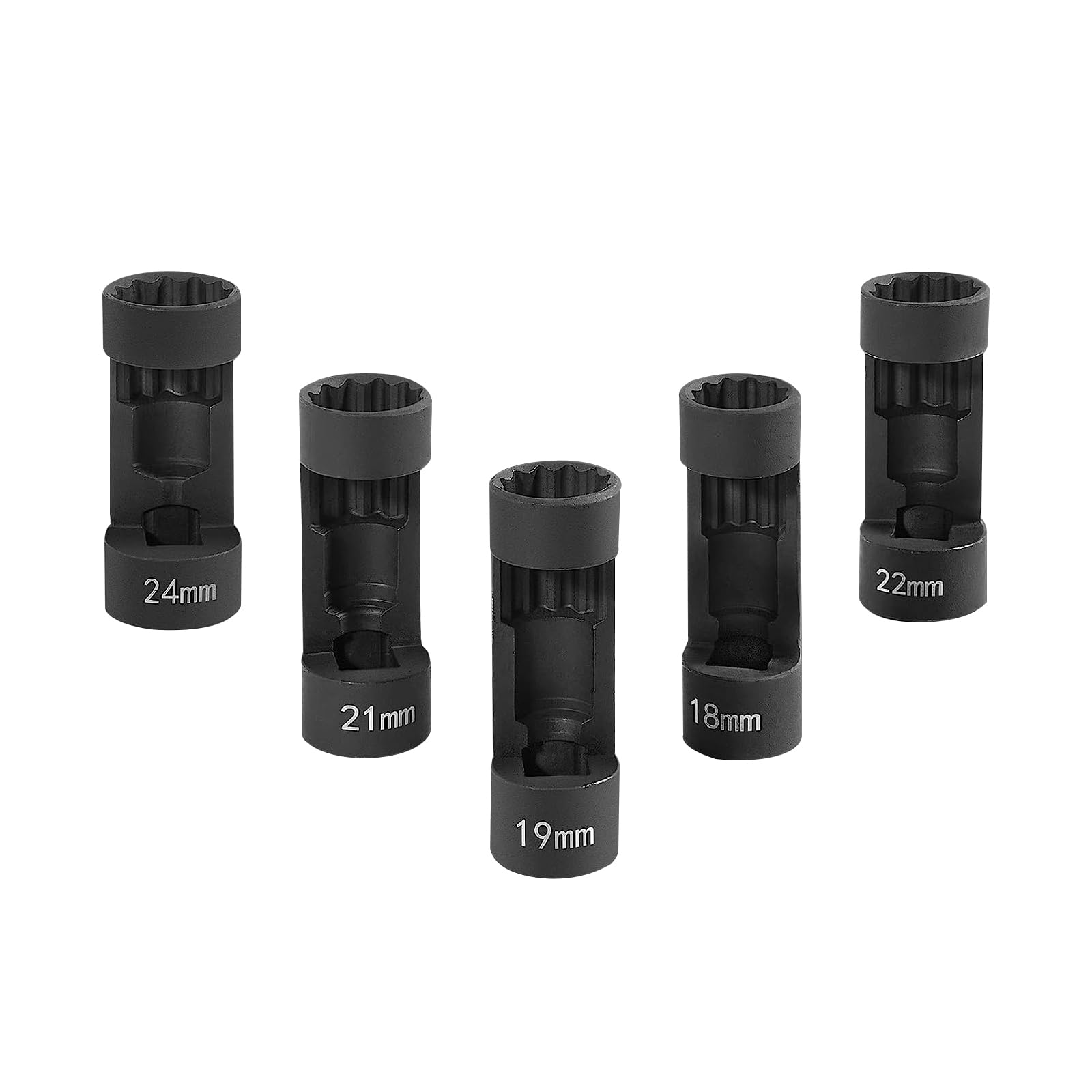 UTMALL 5 Pieces Strut Nut Socket 18mm 19mm 21mm 22mm 24mm with 12 Point 1/2" Drive, Suspension Strut Nut Socket Tool Easy Remove Strut Nuts