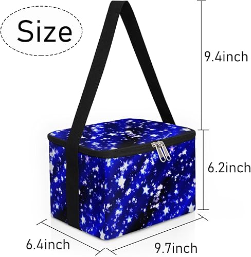 Miniatura 7 de QsirBC Bolsa de almuerzo con aislamiento de estrellas de fantasía para mujeres, reutilizable, bolsa cuadrada de comida para adultos y hombres,