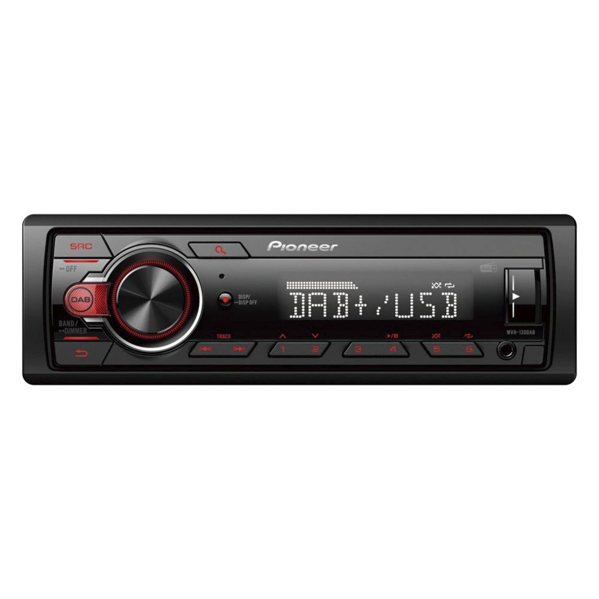Pioneer MVH-130DAB-AN, autoradio 1 DIN con RDS e DAB+, USB, ingresso AUX, profondità di installazione ridotta, inclusa antenna DAB