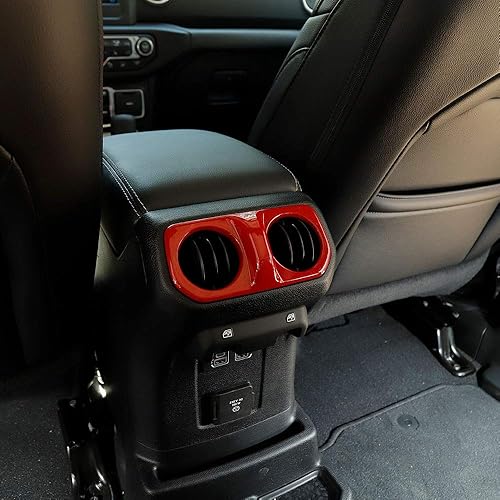 Vista 58 de Cubierta de ventilación trasera de aire acondicionado, accesorios interiores de fibra de carbono para Jeep Wrangler JL Gladiator JT Sahara