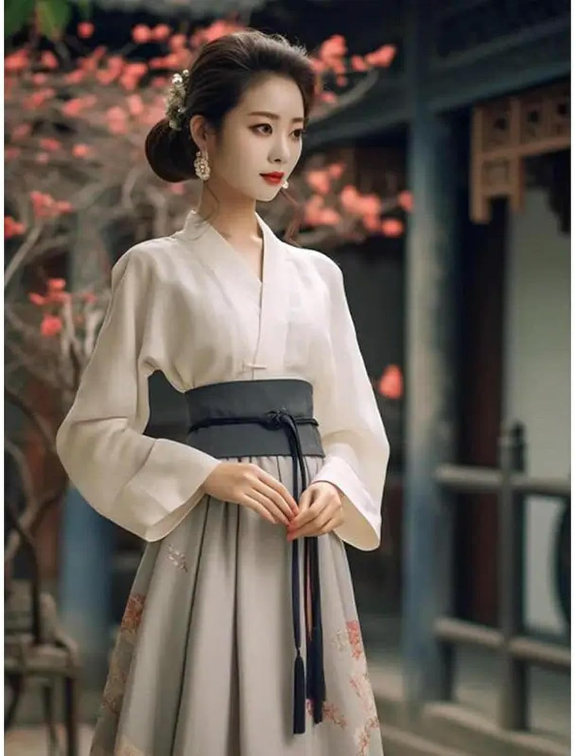 大きいプラスサイズ中国の伝統的な漢服ショートスカートセットツーピーススーツ馬の顔スカートプリーツ