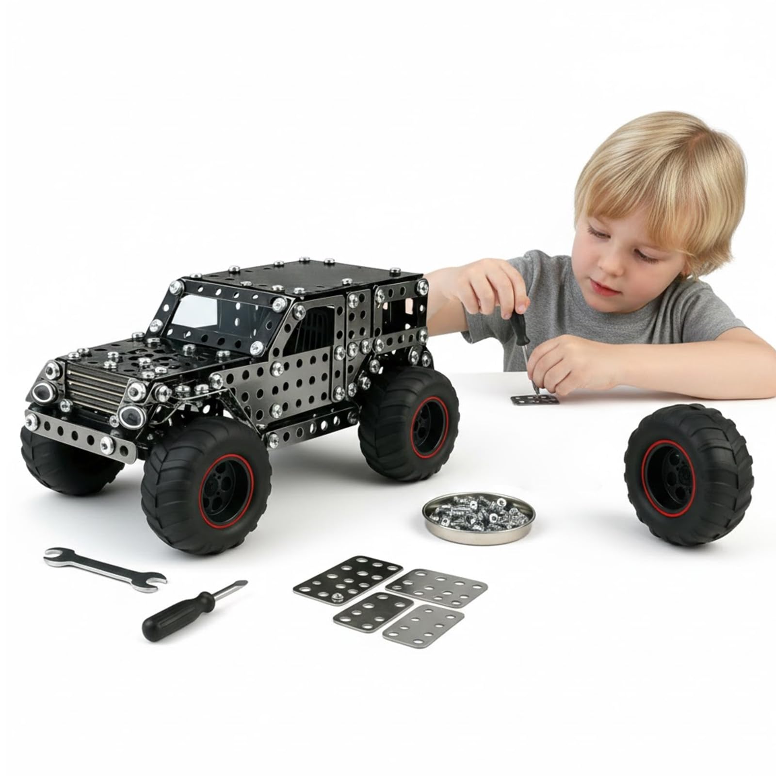 ROHSCE Metal Building Toys for Boys & Girls 8-12 Years Old, 496 Pcs Off-Road Vehicle Model Truck Kits, STEM Engineering Construction Set, Monster Car Educational Gift for Kids Ages 8 9 10+