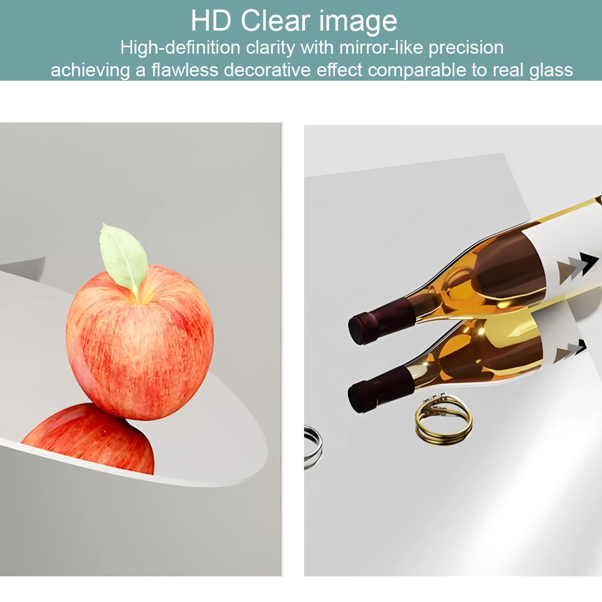 Autocollants en miroir acrylique HD pour murs, carreaux bricolage, miroir autocollant sans verre incassable (Lot de 10/16)