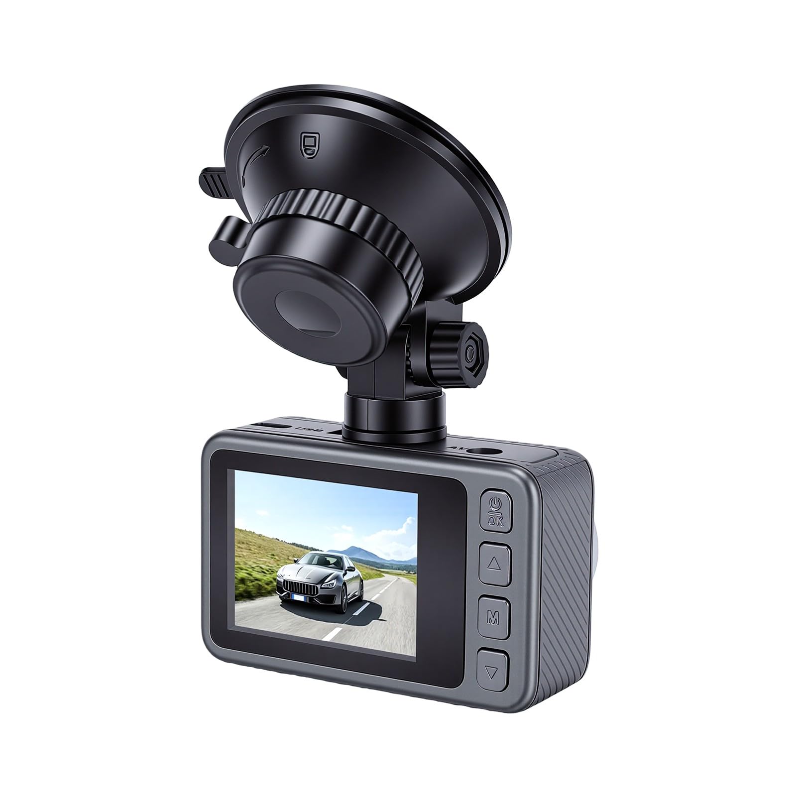 Dash Cam 4K Anteriore e Posteriore, Grandangolo 150°, Visione Notturna, WiFi Integrato, Display da 2,0 Pollici, Sensore G, Registrazione in Loop, con Connessione App Telefono e