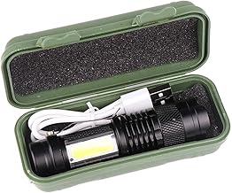 Havy Duty USB Rechargeabale Long Range LED Torch Light with 3 Different Mode Zooming Torch with Emergency Flash and Desk Mode Table lamp with Gift Box and Key Chain dori