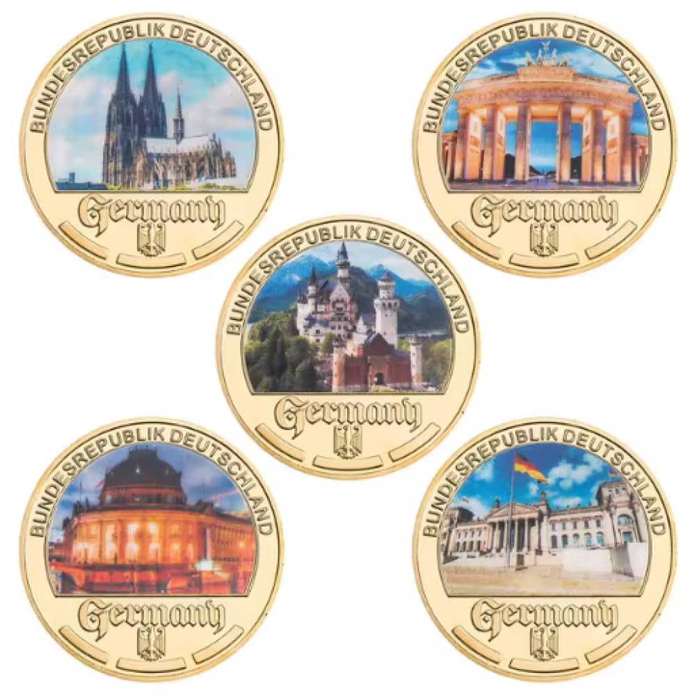 Moneda Conmemorativa Arquitecturas emblemáticas alemanas Moneda de desafío bañada en Oro Atracciones Famosas Moneda Alemana Regalo Coleccionable de Recuerdo