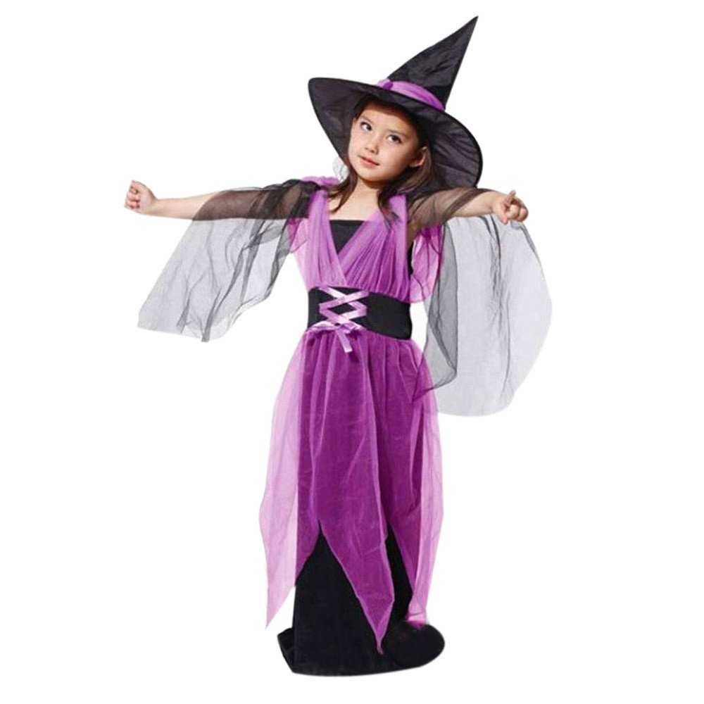 kaifongfu Baby Girls Halloween Clothes, Toddler Kids Costume Dress Party Dresses+Hat Outfit