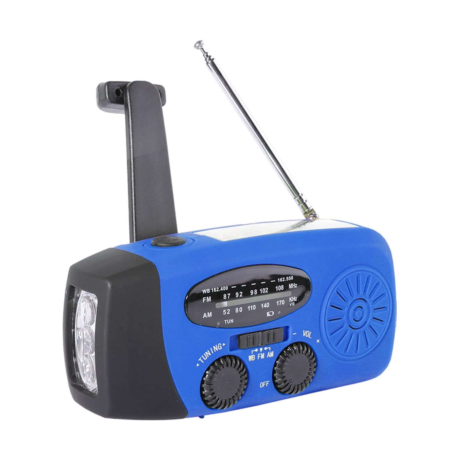 Radio de emergencia con manivela solar, radio de emergencia con manivela solar AM/FM/NOAA, radio meteorológica de emergencia, batería portátil recargable con carga solar, manivela y batería
