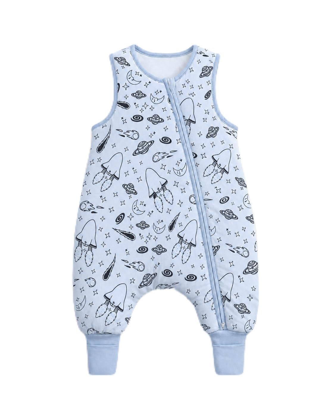 JiAmy 2.5 Tog Baby Sleeping Bag with Legs Toddler Blue Rockets 4-6 Years — image 1