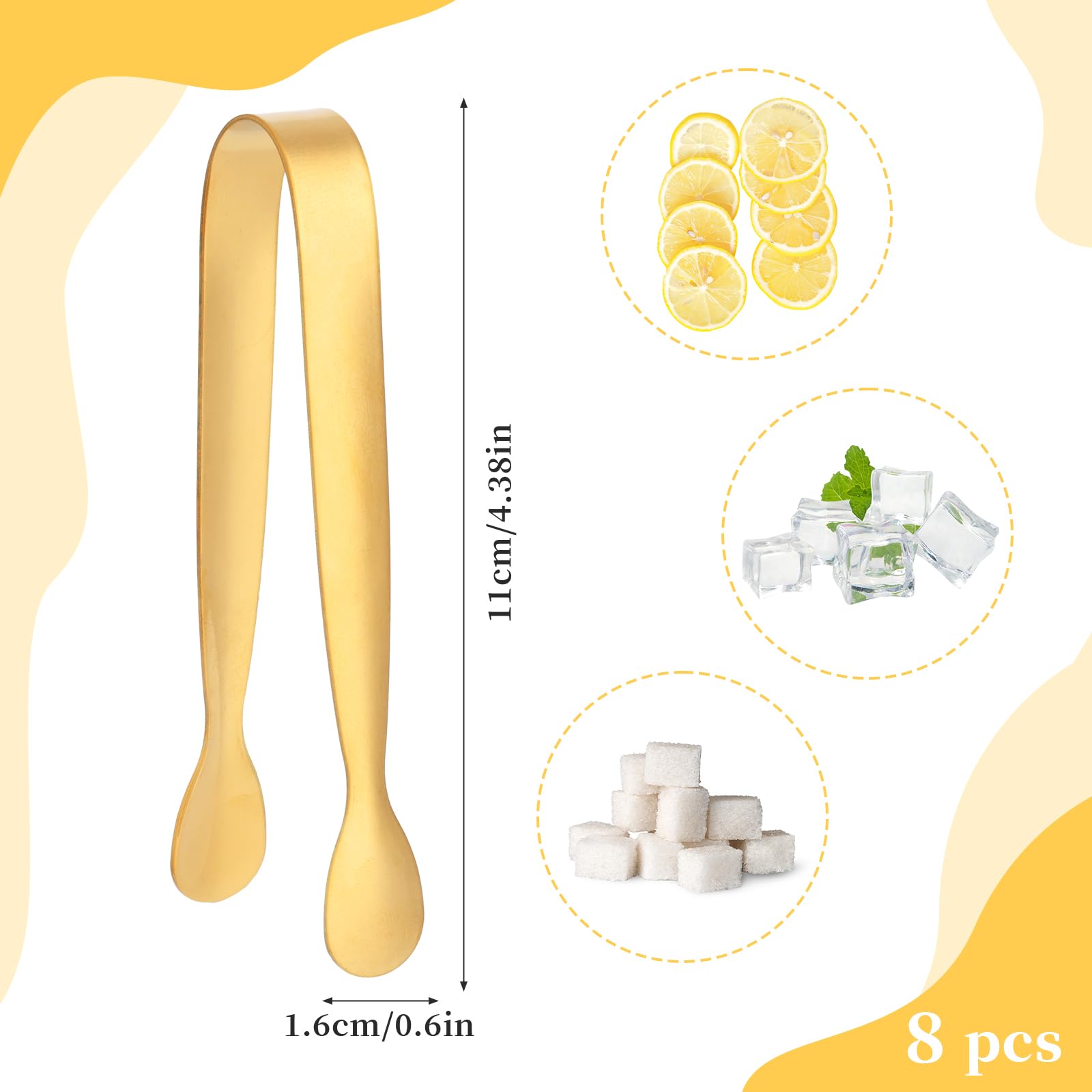 Pince Alimentaire Bord Dentelé 10cm Paquet De 10 Petites Pinces à Glace Pinces à Sucre, Mini Pinces à Apéritifs En Acier Inoxydable Pour La Cuisine (Golden Pince Buffet Thé Apéritif Inox