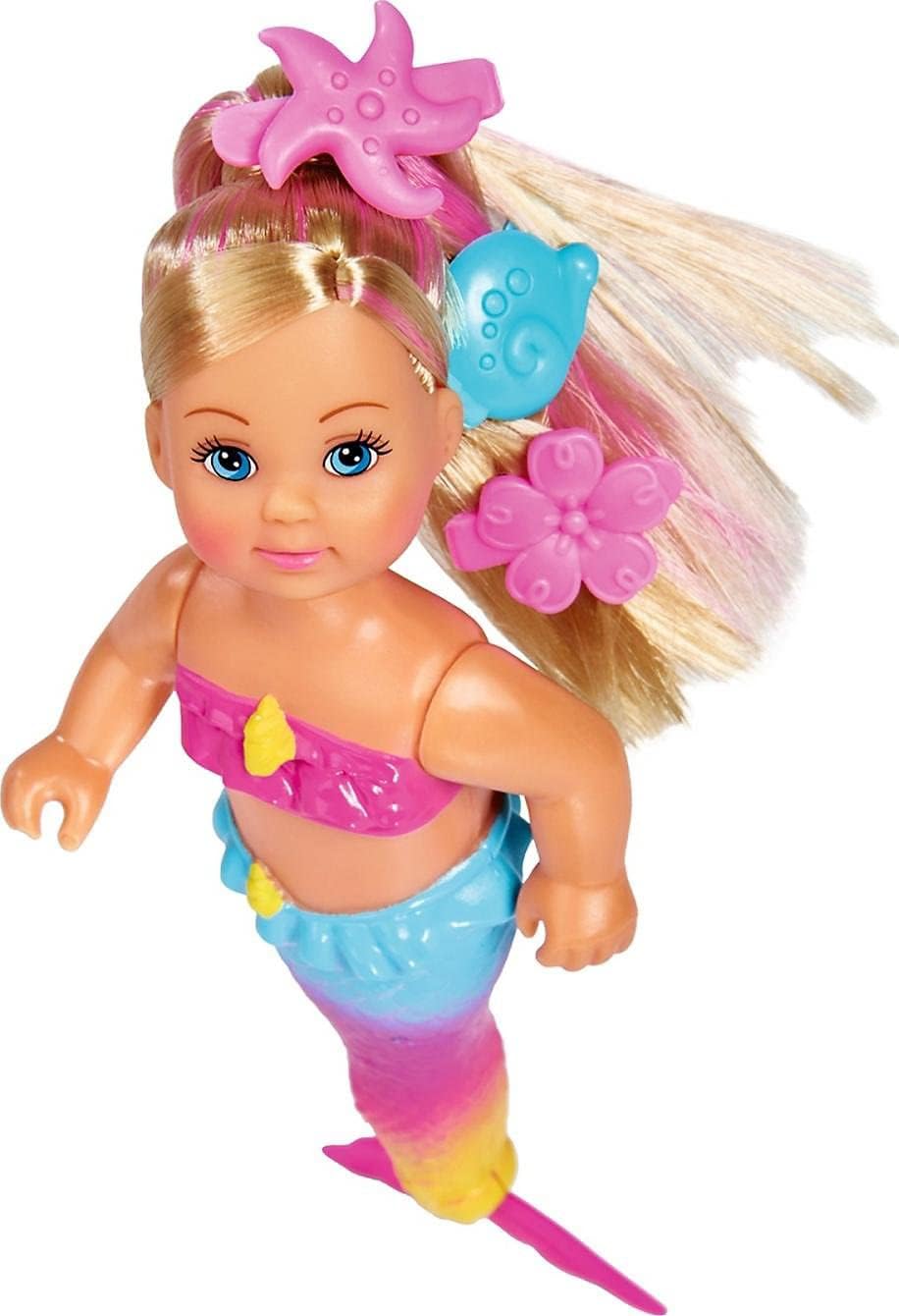 Simba 105733318 Evi Love Swimming Mermaid/Evi The Mermaid/Can Swim/with Fish Figure/Dressing Doll / 12 cm for Children from 3 Years