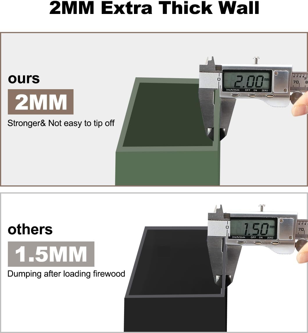 Outdoor Firewood Rack Bracket Kit with 4 Support Bars for Fire Wood Pile Storage, Heavy Duty DIY Fireplace Log Stacking Stand Holder for 2x4 lumber, Green, 1 Pair