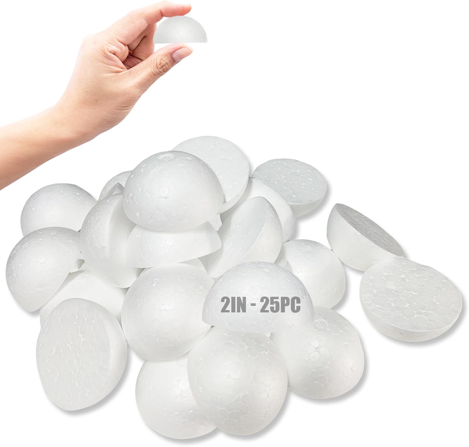 Amazon.com: Styrofoam Half Balls 2 Inch,25PC Large White Half Foam ...