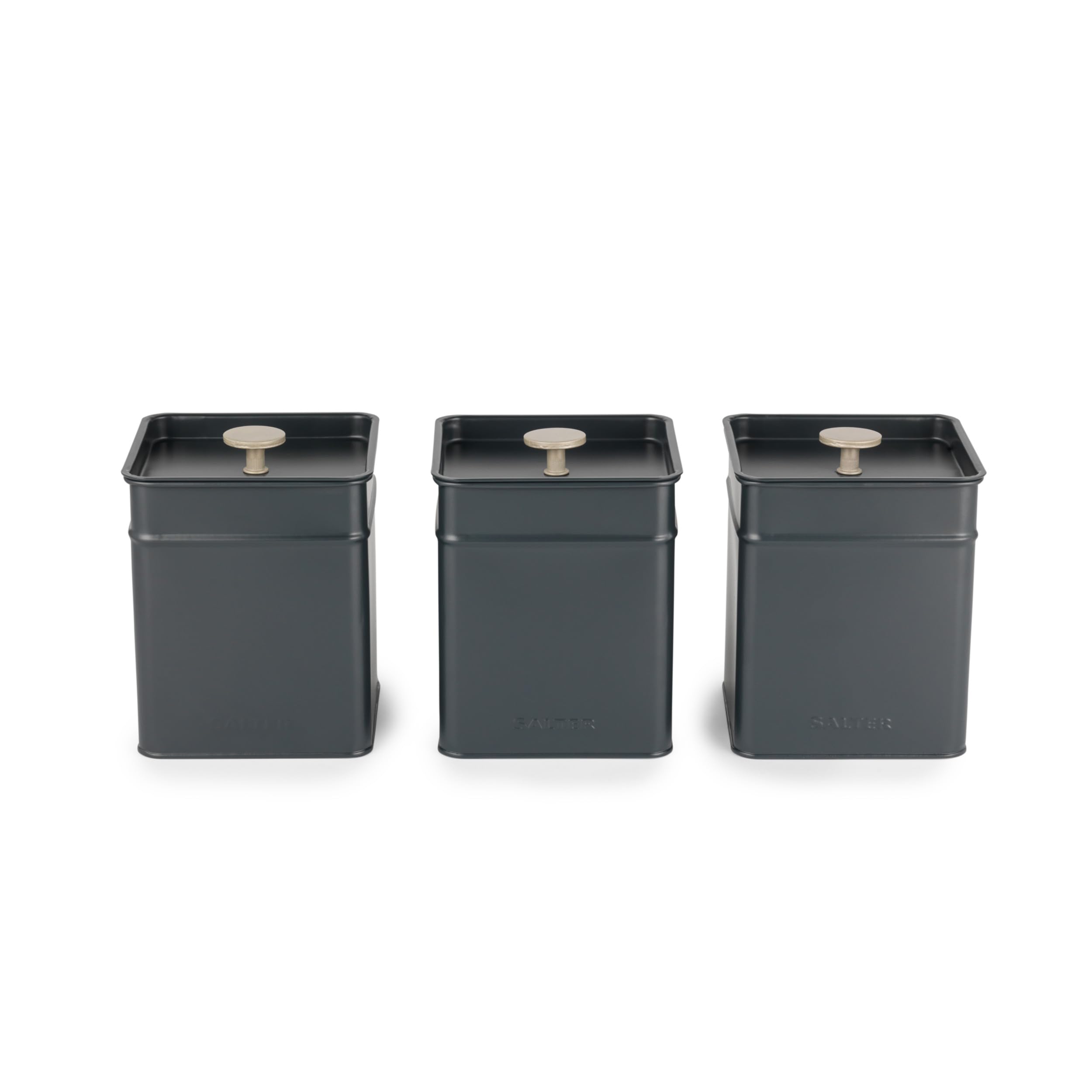 Salter 3 Piece Canister Set for Kitchen Tea Coffee Sugar Tins Easy Store Marino