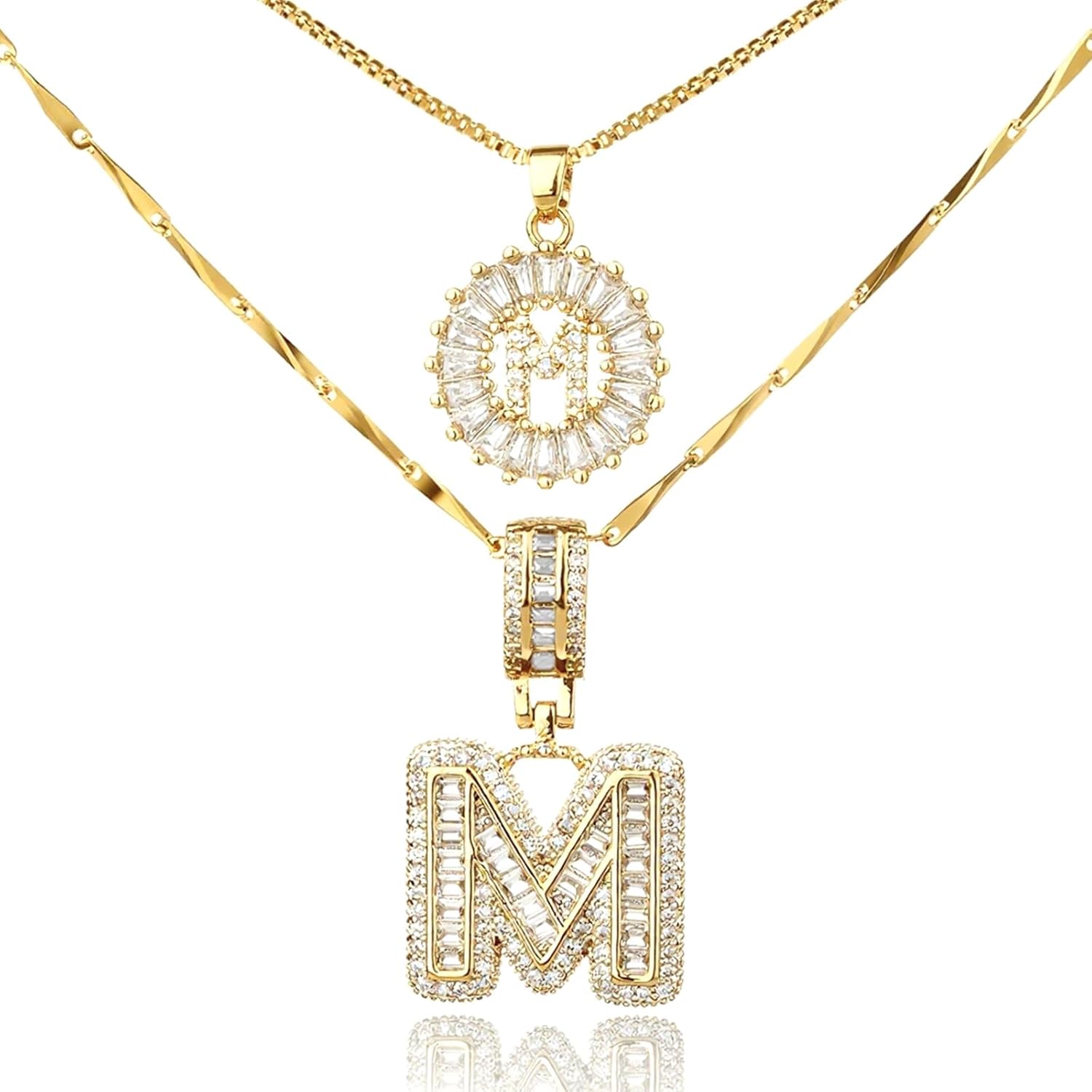 Initial Necklaces for Women,14K Gold Plated Letter Pendant Necklace Dainty Gold Necklace with Cubic Zirconia, Personalized and Trendy Accessories for Women Jewelry Gifts