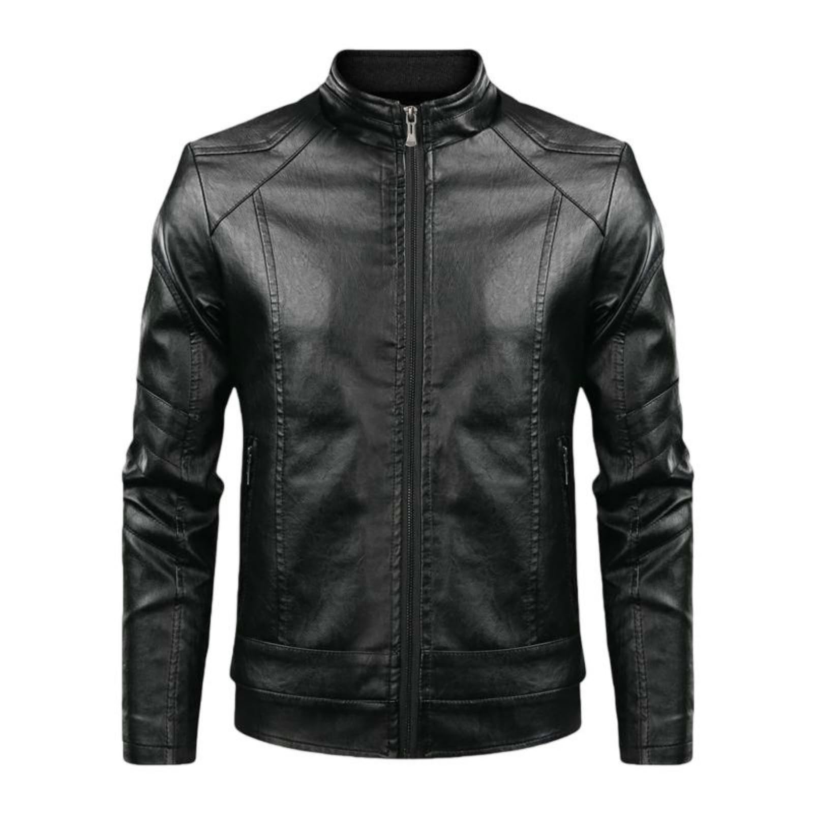 Chaqueta de piel sintética masculina para abrigar con estilo el entretiempo 8