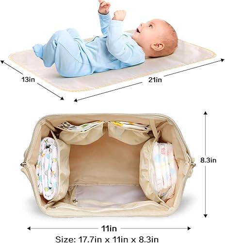 Miniatura 7 de LIMHOO 4 en 1 bolsa de pañales mochila conjunto para bebés niñas mamá gran capacidad impermeable bolsa de cuidado del bebé multifunción bolsa de