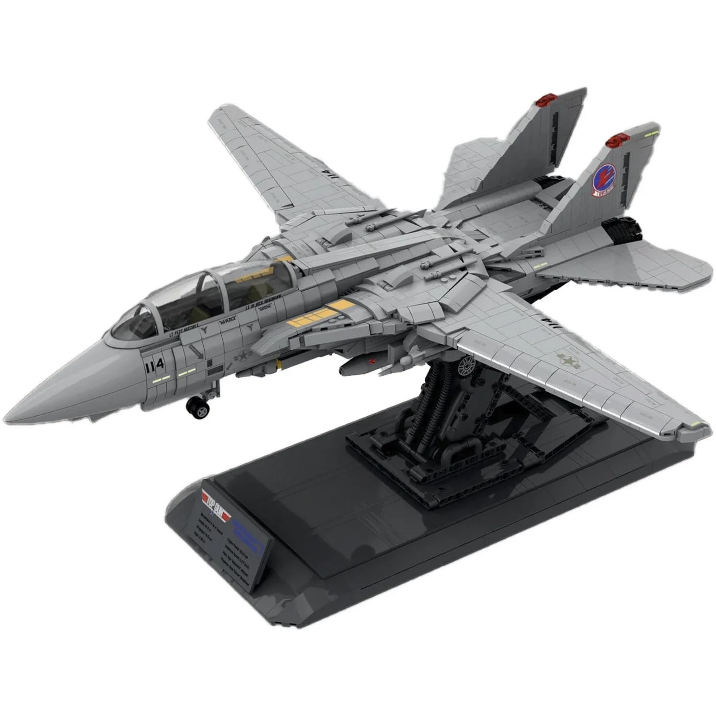 Revell Brick System 00963 Maverick's F-14A Tomcat Top Gun - Brick Model Kit - 1:32 Scale Unbuilt, 57.6cm in length, over 2,500 Pieces, Includes Display Stand and Stickers