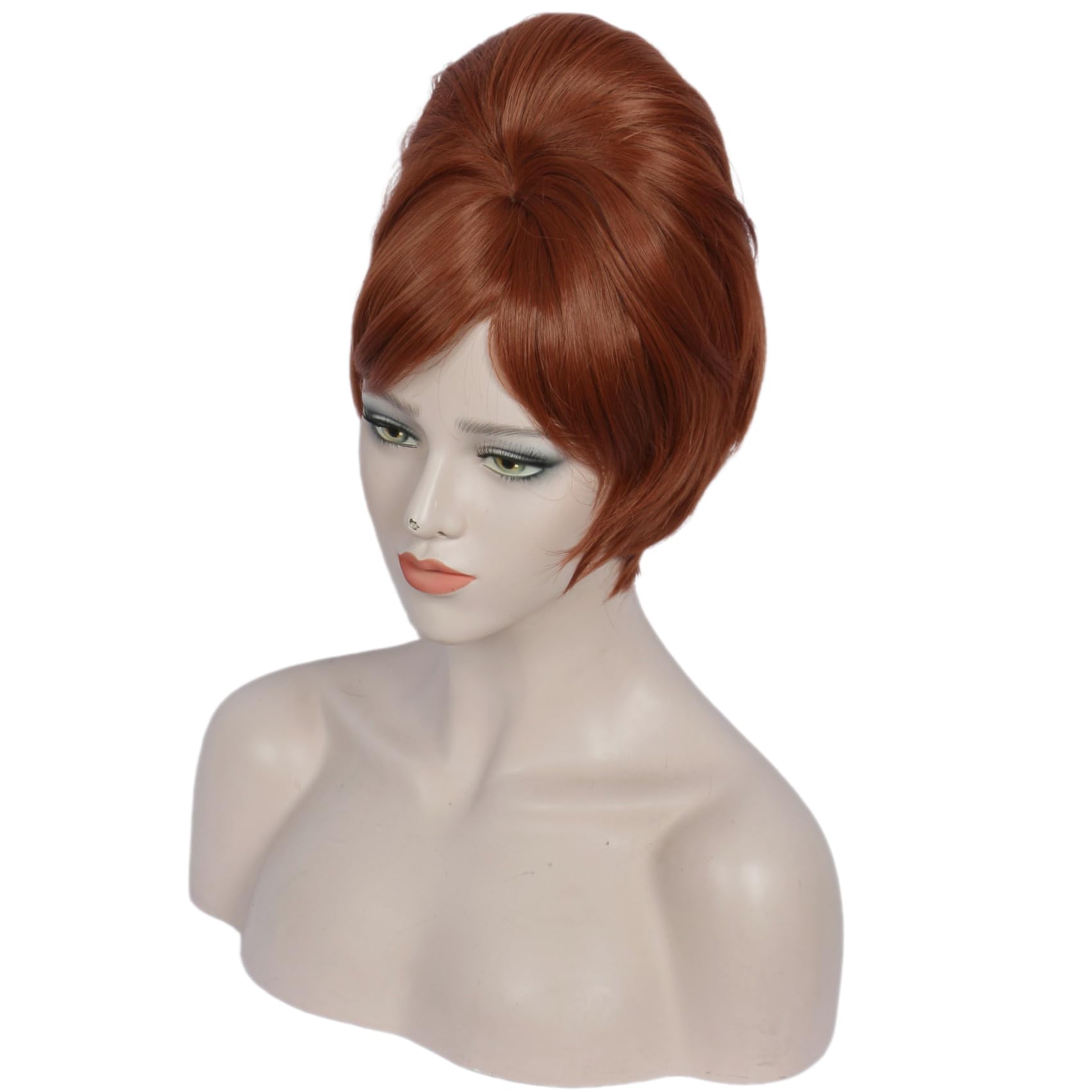 Linfairy 1960s Short Beehive Wig Perfect for Halloween Party Cosplay Bauffant Wigs (Brown), 54 à 61 cm - Image 3
