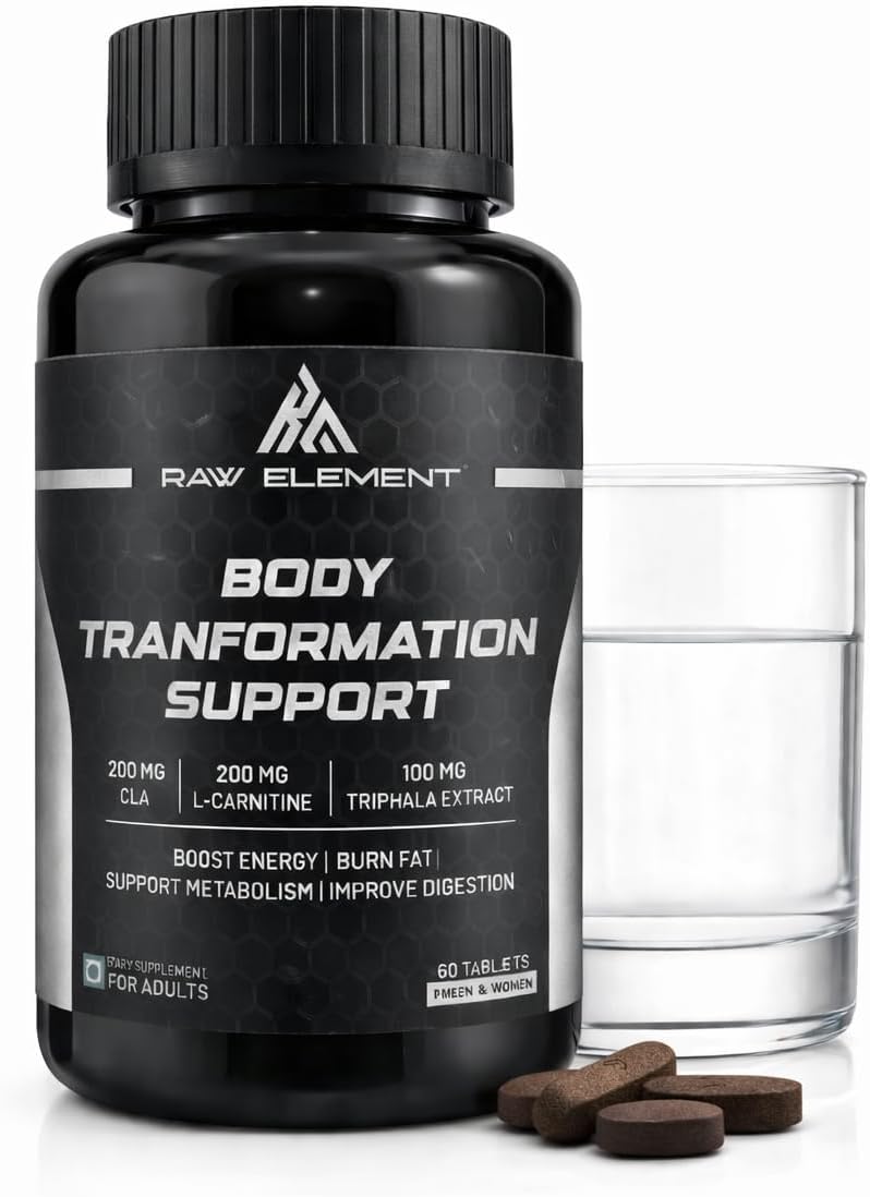 Body Transformation Support Tablets | CLA + L-Carnitine + Triphala | Boost Energy, Burn Fat & Improve Digestion | 60 Tablets (For Men & Women)