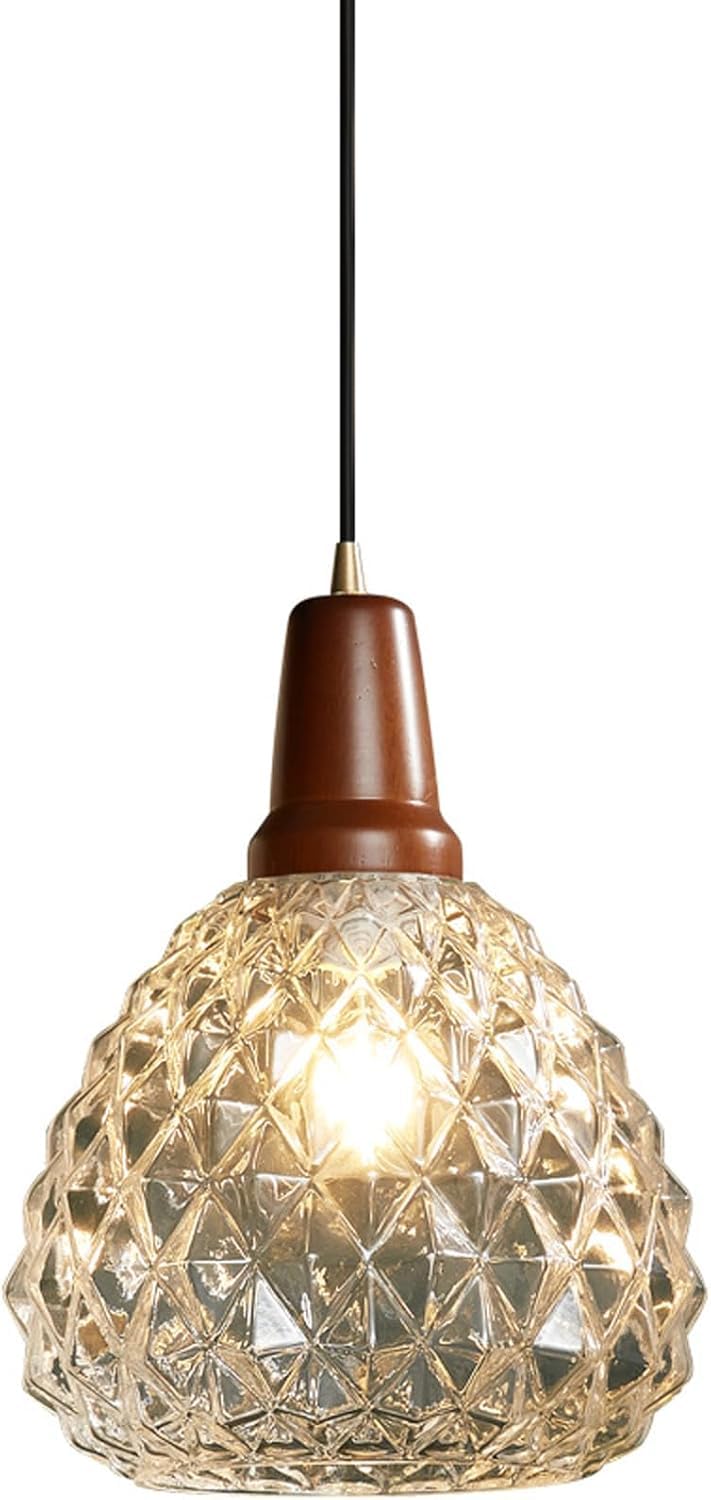 Lámpara colgante para isla de cocina moderna con un solo cabezal de cristal y estética nórdica
